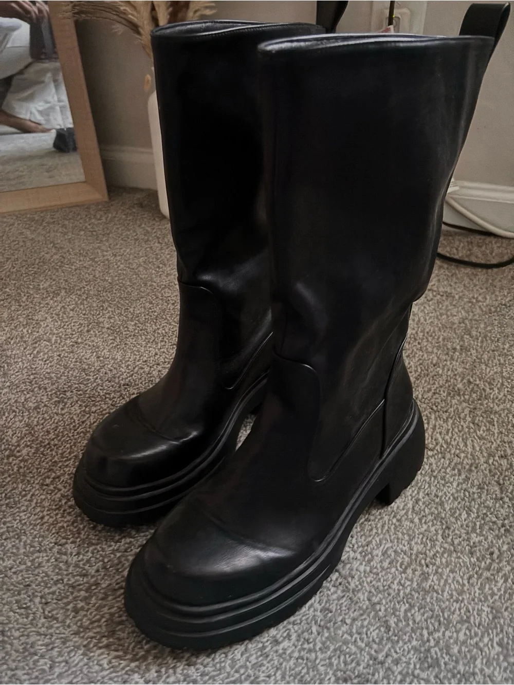 Black Women's Mid-Calf Platform Boots